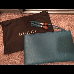Gucci clutch with bamboo tassels (Turquoise blue)